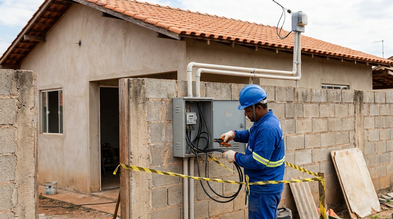 Eletricista instalando padrao de energia em Criciúma‑SC