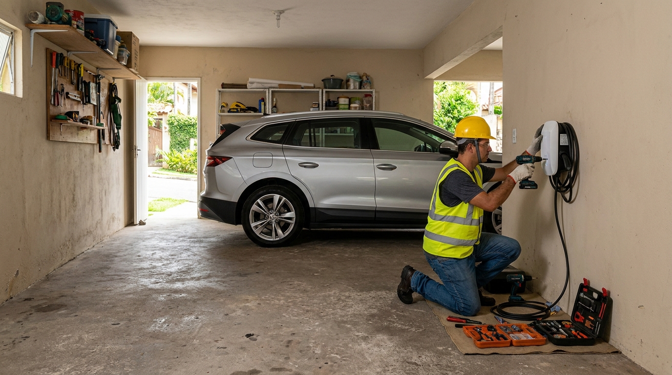 Instalacao de carregador de carro eletrico residencial em Criciúma‑SC
