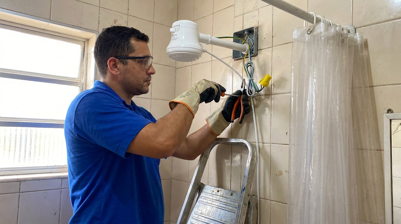 Instalacao de chuveiro eletrico residencial em Criciúma‑SC