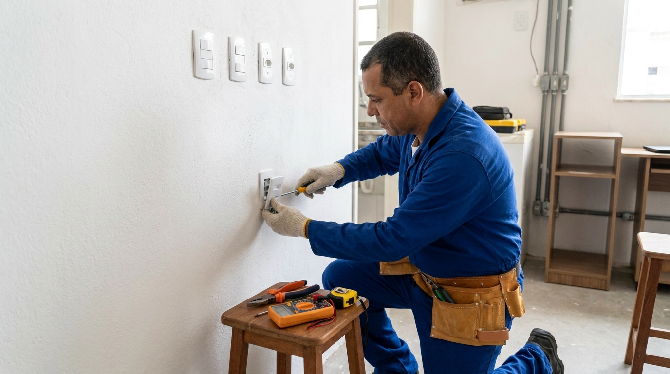 Instalacao de tomada e interruptor profissional em Criciúma‑SC