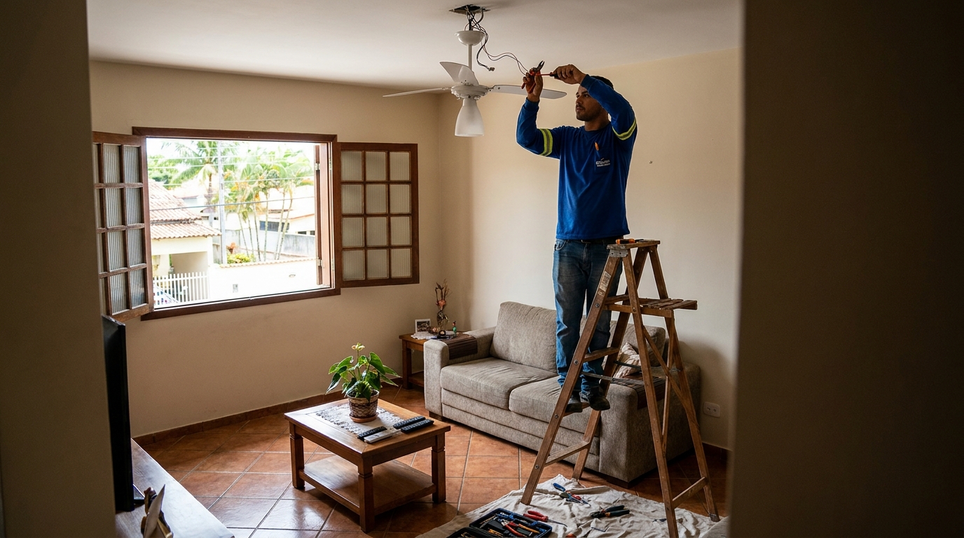 Instalacao de ventilador de teto profissional em Criciúma‑SC
